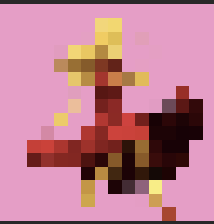 Pink background. A woman in red dress with long blond hair, dances tango alone.